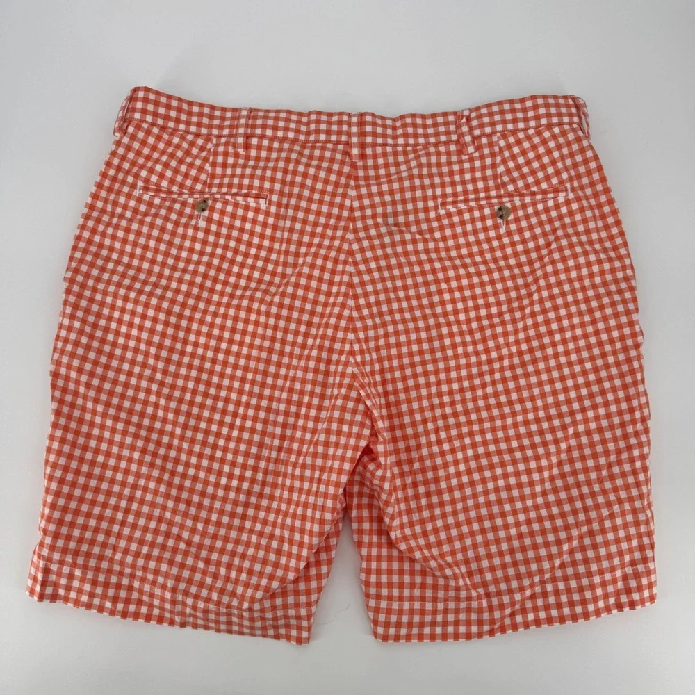 Polo Ralph Lauren Suffield‎ Shorts Mens 38 Orange White Gingham Checkered Cotton